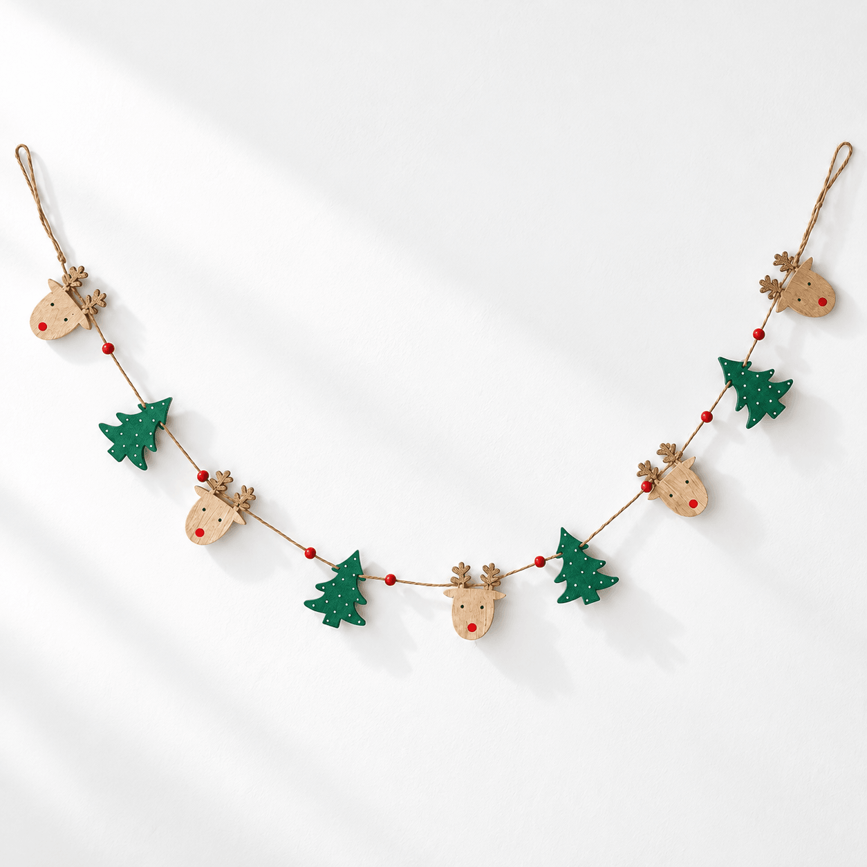 Reindeer & Tree Wooden Garland — 125cm