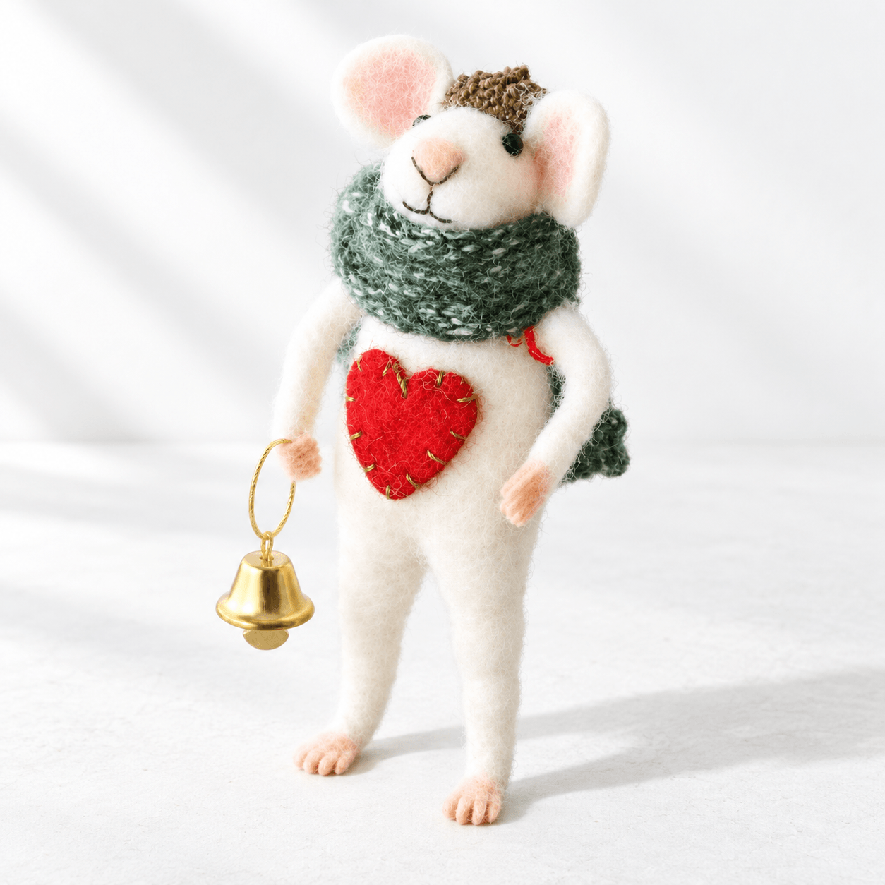 Christmas Wool Mouse Table Decoration — 12.5cm