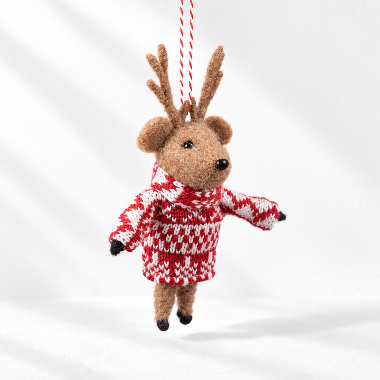 Festive Felt Deer Hanger — 16cm