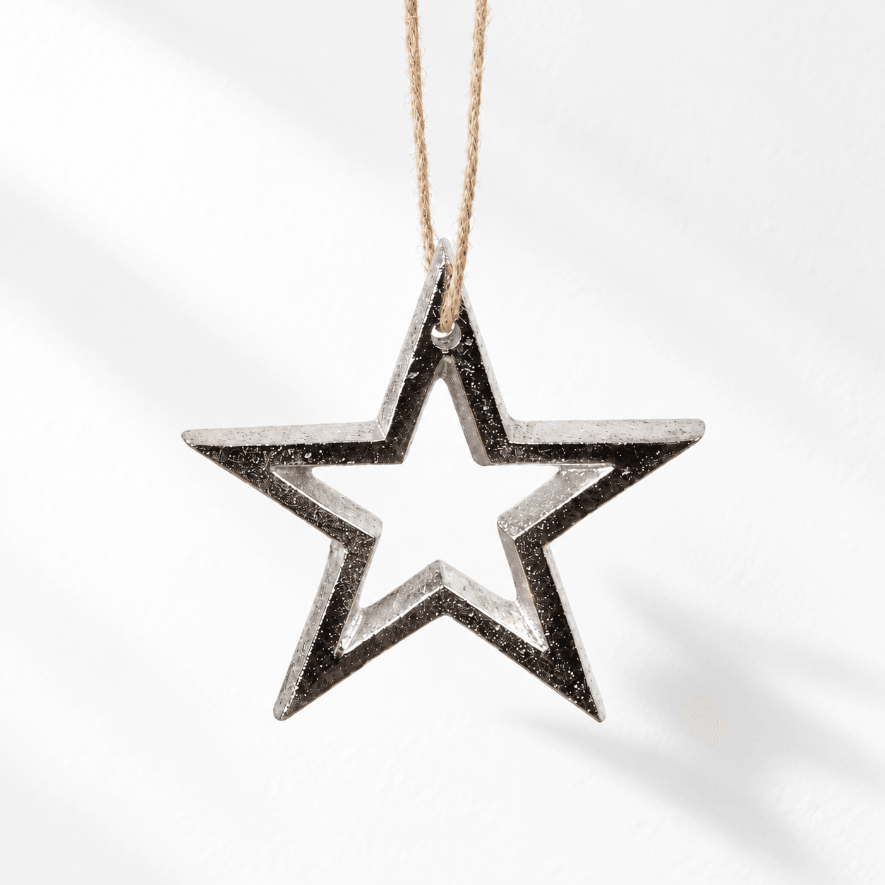 Silver Hanging Star Decoration — 6.5cm