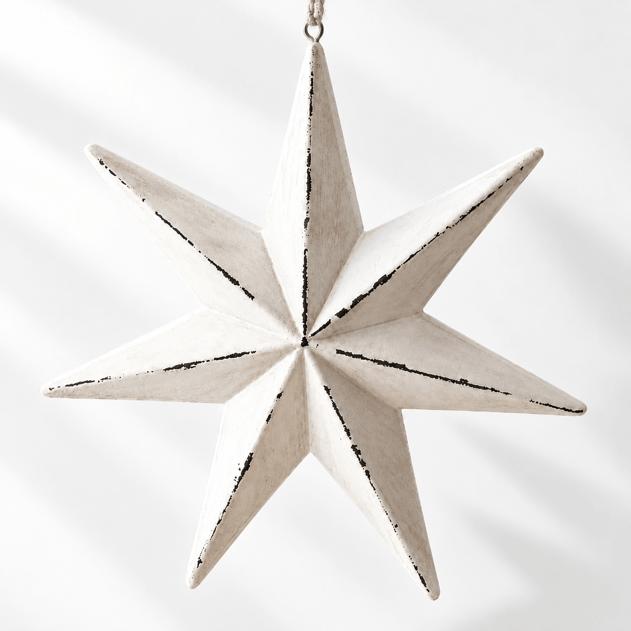 Rustic White Hanging Star — Medium, 27cm