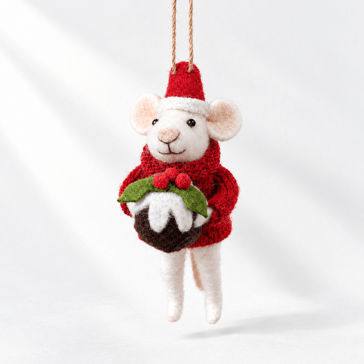Christmas Pudding Felt Mouse Hanger — 12.5cm